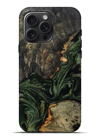 iPhone 16 Pro Max Wood Live Edge Phone Case - Ruthie (Green, 801979)