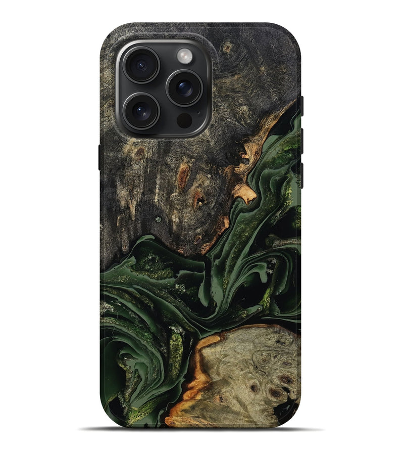 iPhone 16 Pro Max Wood Live Edge Phone Case - Ruthie (Green, 801979)