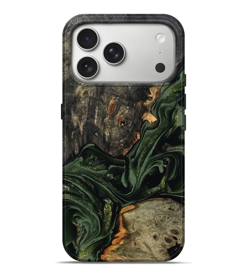 iPhone 17 Pro Max Wood Live Edge Phone Case - Ruthie (Green, 801979)