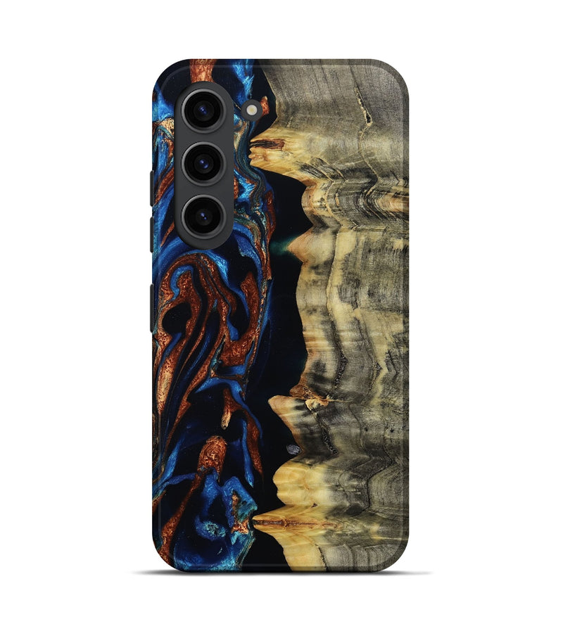 Galaxy S23 Wood Live Edge Phone Case - Enid (Teal & Gold, 801980)