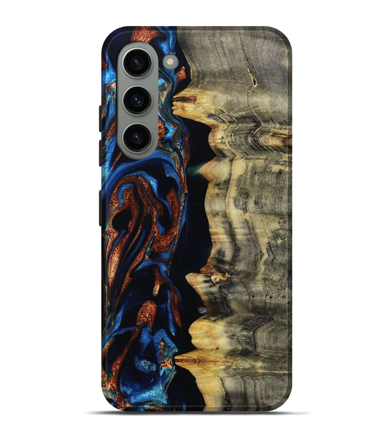 Galaxy S23 Plus Wood Live Edge Phone Case - Enid (Teal & Gold, 801980)