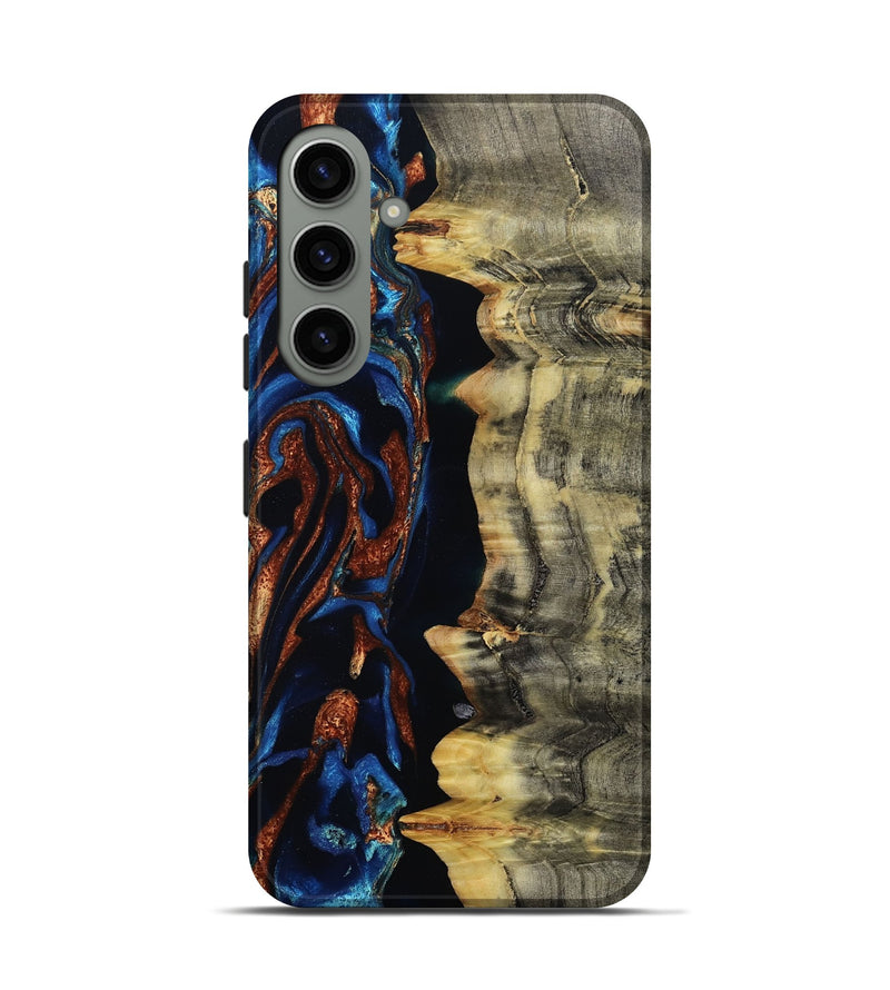 Galaxy S24 Wood Live Edge Phone Case - Enid (Teal & Gold, 801980)