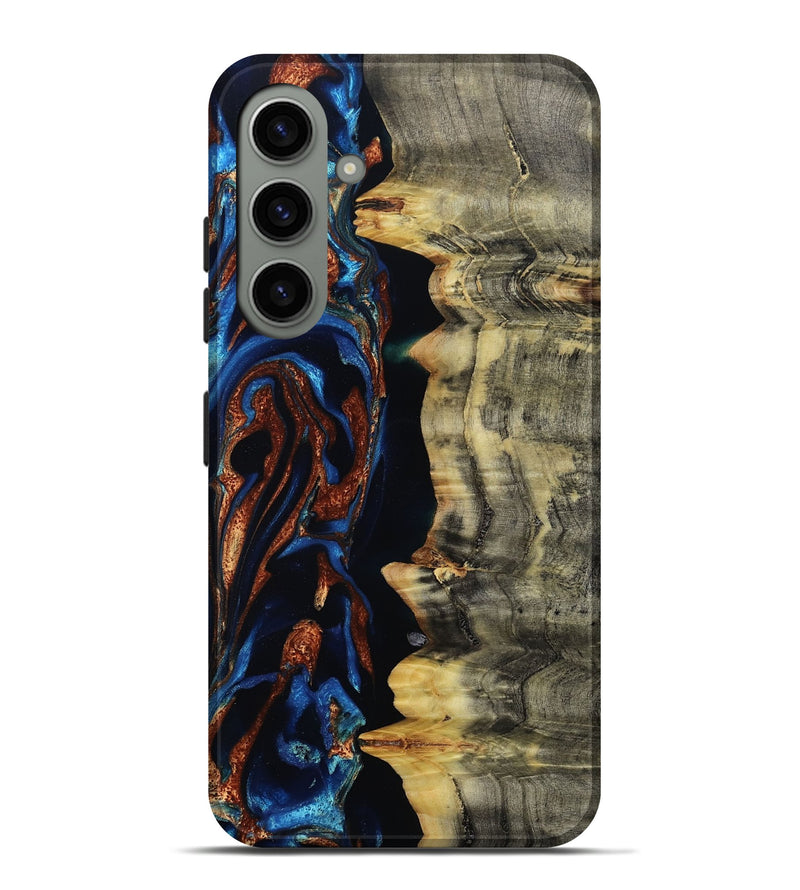 Galaxy S24 Plus Wood Live Edge Phone Case - Enid (Teal & Gold, 801980)