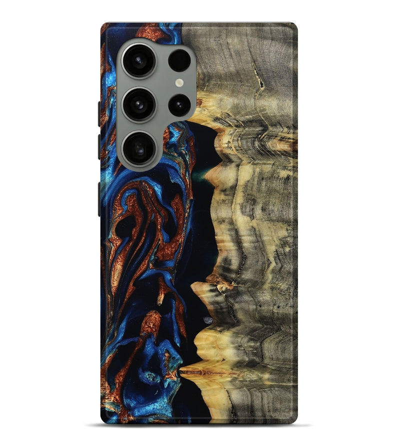 Galaxy S24 Ultra Wood Live Edge Phone Case - Enid (Teal & Gold, 801980)