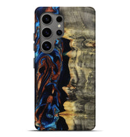 Galaxy S25 Ultra Wood Live Edge Phone Case - Enid (Teal & Gold, 801980)