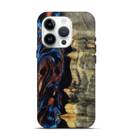 iPhone 15 Pro Wood Live Edge Phone Case - Enid (Teal & Gold, 801980)