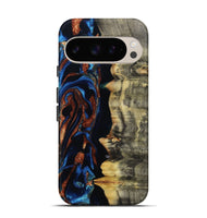 Pixel 9 Pro Wood Live Edge Phone Case - Enid (Teal & Gold, 801980)