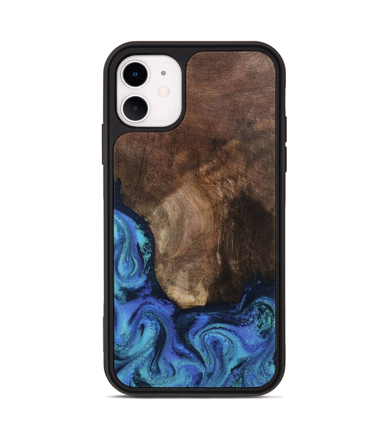 iPhone 11 Wood Phone Case - Lisha (Blue, 801990)