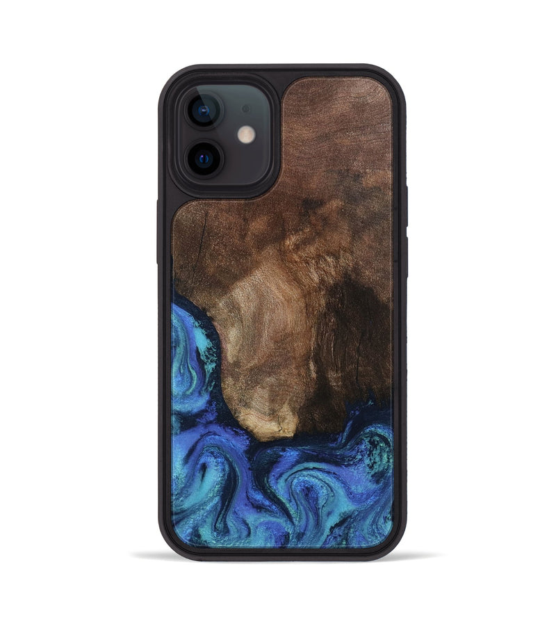 iPhone 12 Wood Phone Case - Lisha (Blue, 801990)