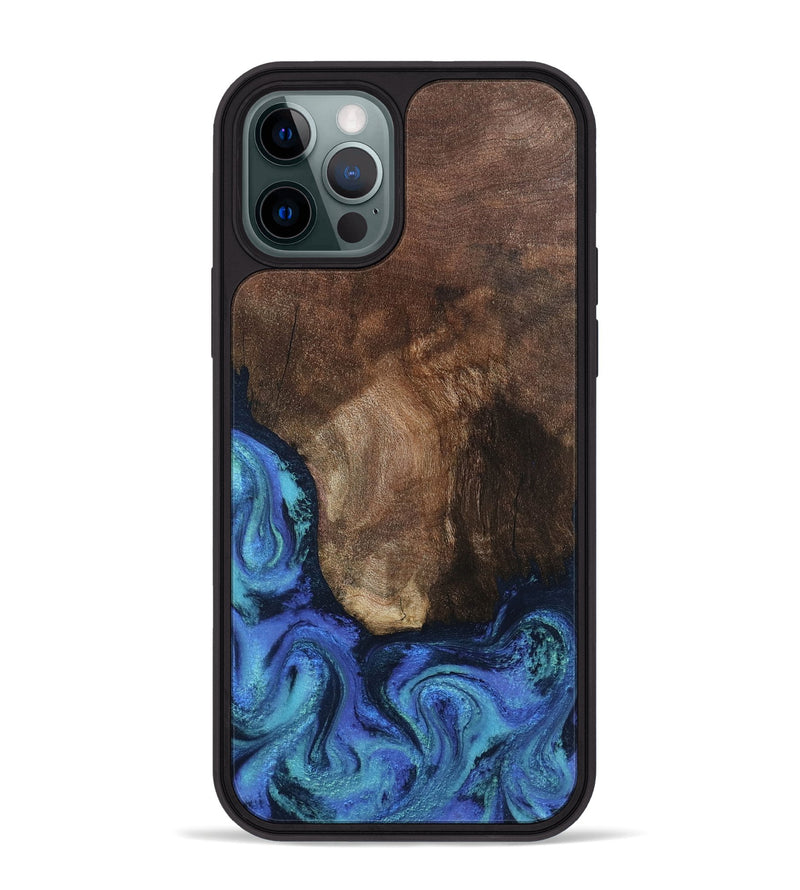 iPhone 12 Pro Max Wood Phone Case - Lisha (Blue, 801990)