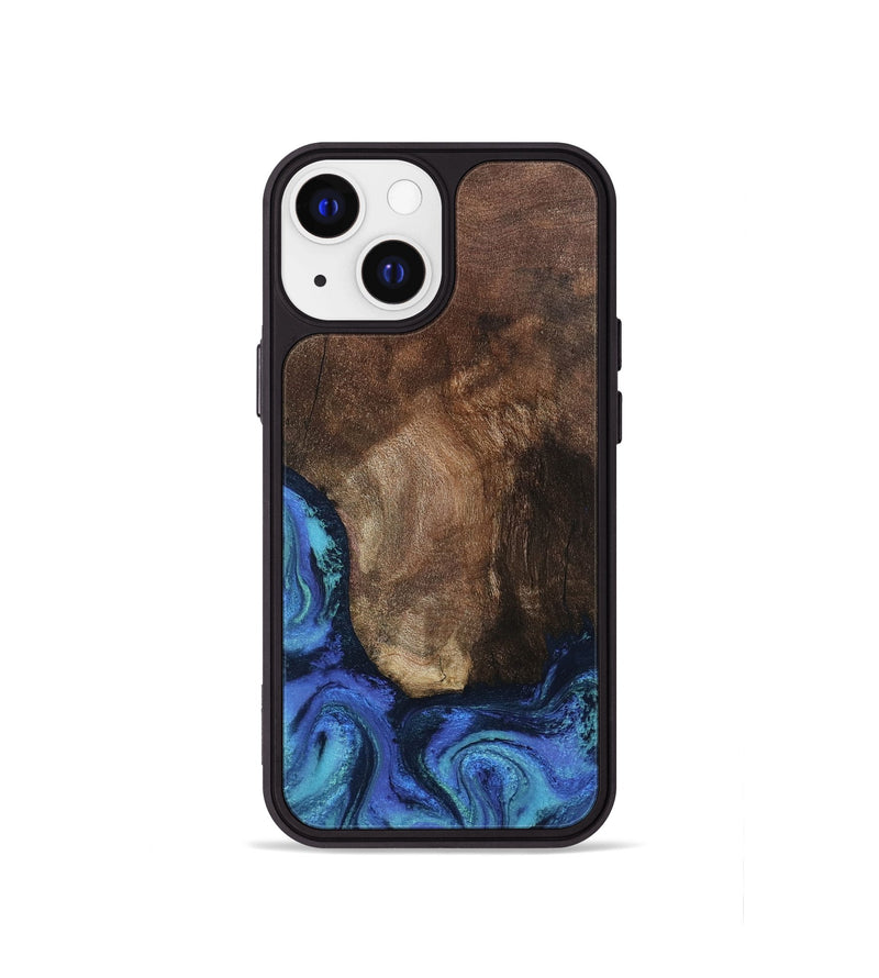 iPhone 13 mini Wood Phone Case - Lisha (Blue, 801990)