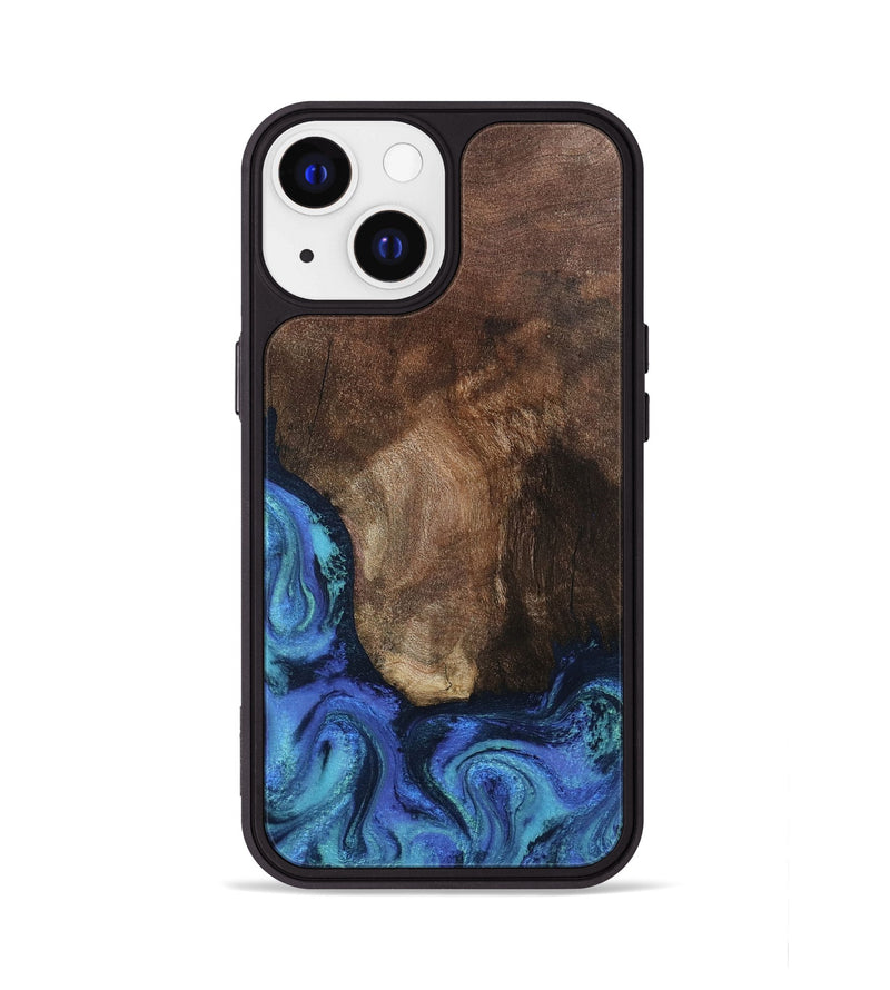 iPhone 13 Wood Phone Case - Lisha (Blue, 801990)
