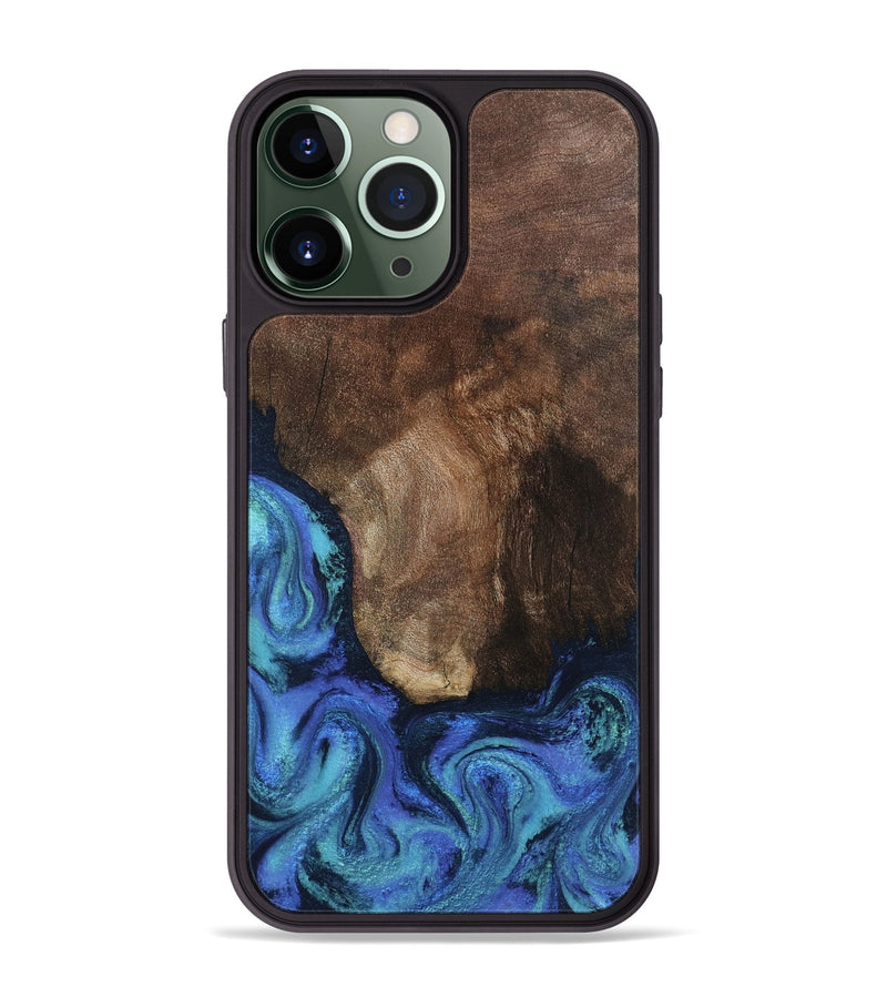 iPhone 13 Pro Max Wood Phone Case - Lisha (Blue, 801990)