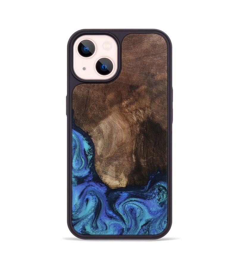iPhone 14 Wood Phone Case - Lisha (Blue, 801990)