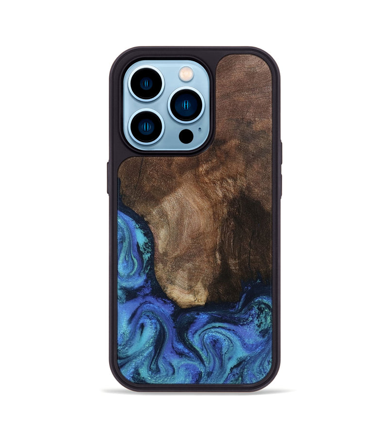 iPhone 14 Pro Wood Phone Case - Lisha (Blue, 801990)