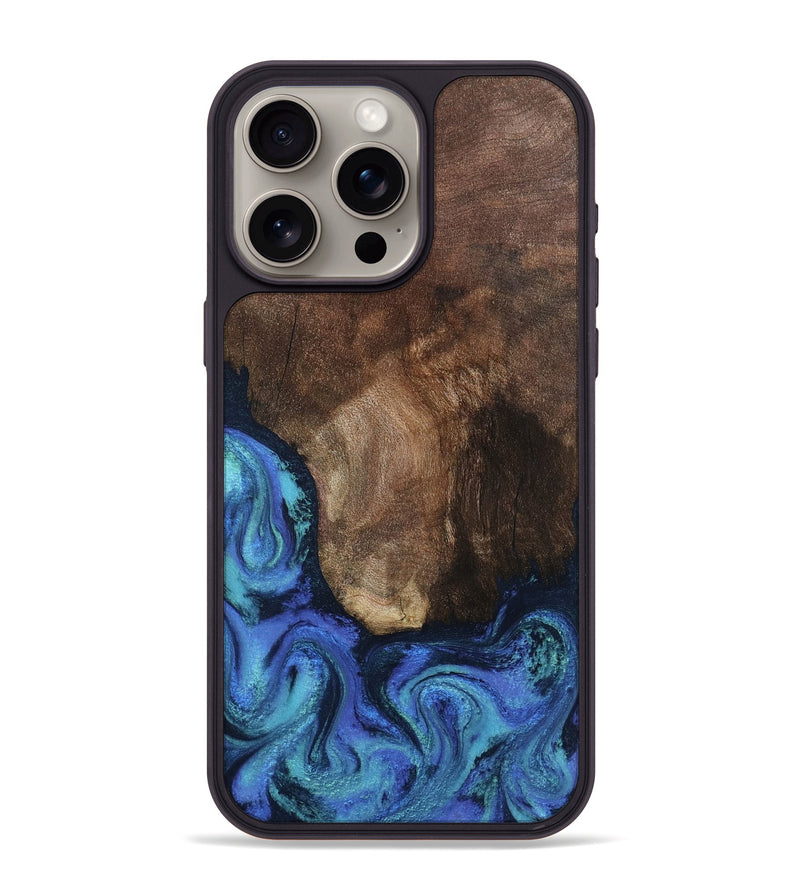 iPhone 15 Pro Max Wood Phone Case - Lisha (Blue, 801990)