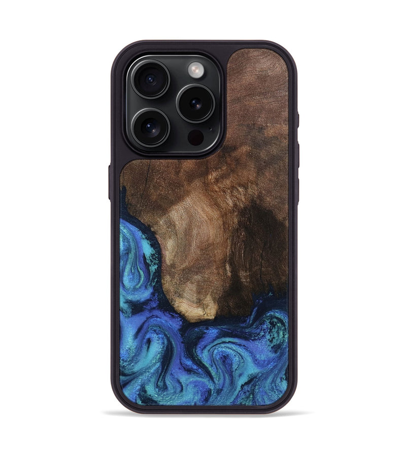 iPhone 15 Pro Wood Phone Case - Lisha (Blue, 801990)