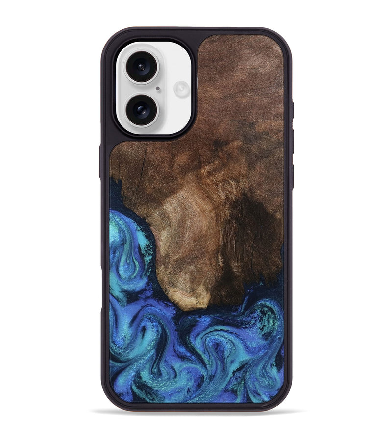 iPhone 16 Plus Wood Phone Case - Lisha (Blue, 801990)