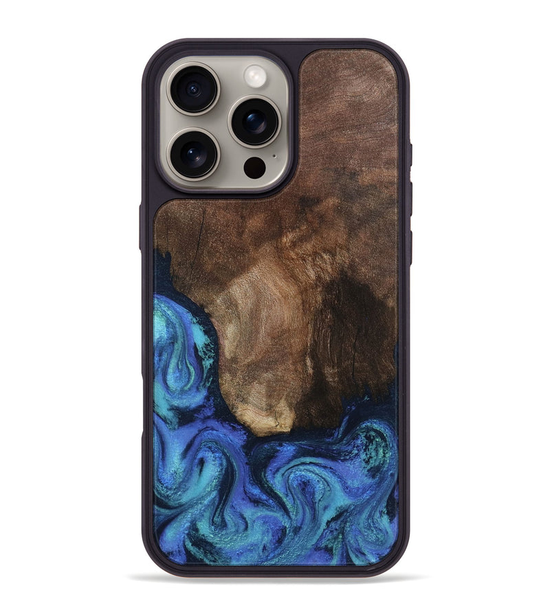 iPhone 16 Pro Max Wood Phone Case - Lisha (Blue, 801990)