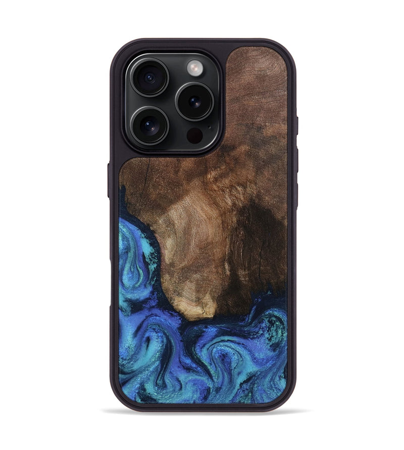 iPhone 16 Pro Wood Phone Case - Lisha (Blue, 801990)