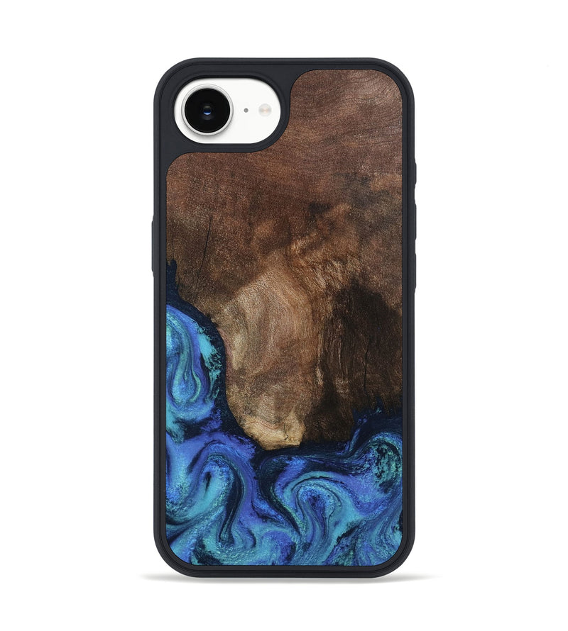 iPhone 16e Wood Phone Case - Lisha (Blue, 801990)
