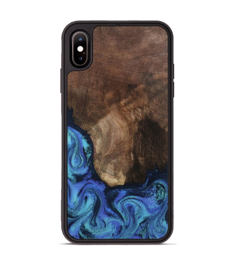 iPhone Xs Max Wood Phone Case - Lisha (Blue, 801990)