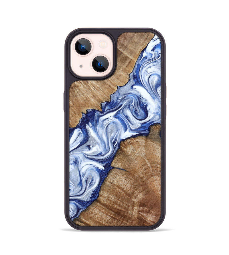 iPhone 14 Wood Phone Case - Arrie (Blue, 801991)