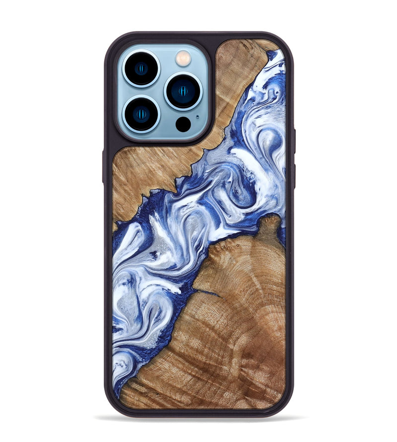 iPhone 14 Pro Max Wood Phone Case - Arrie (Blue, 801991)