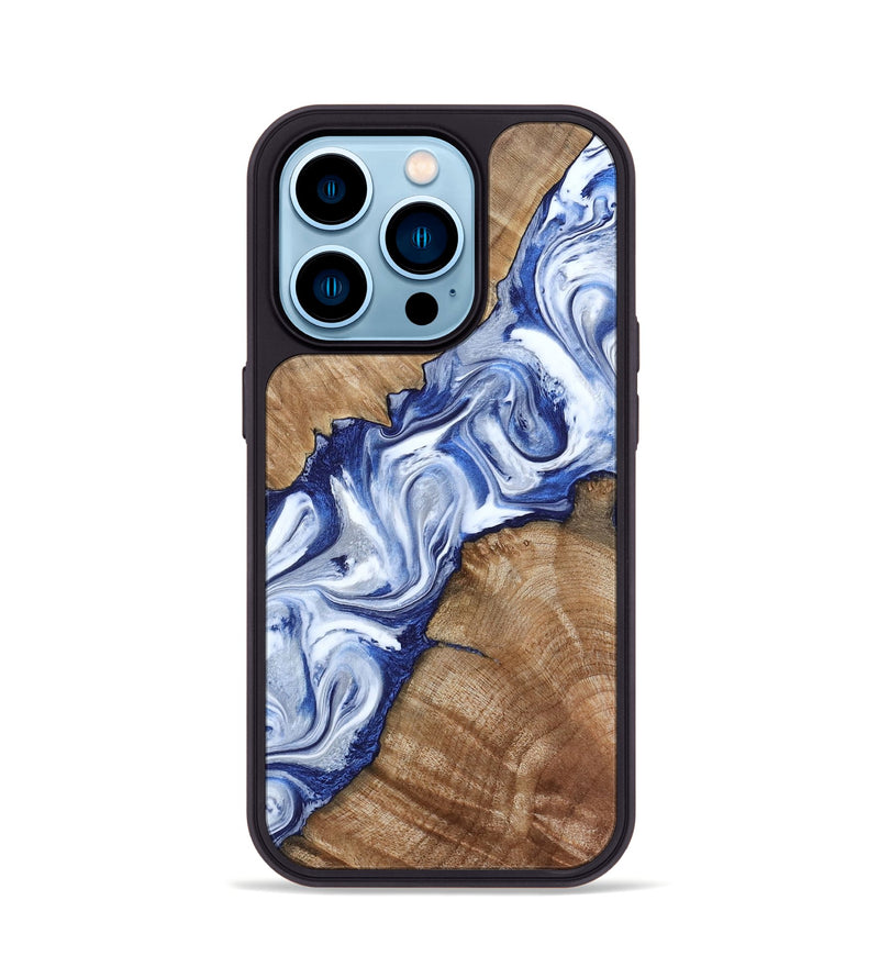 iPhone 14 Pro Wood Phone Case - Arrie (Blue, 801991)
