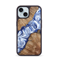 iPhone 15 Wood Phone Case - Arrie (Blue, 801991)