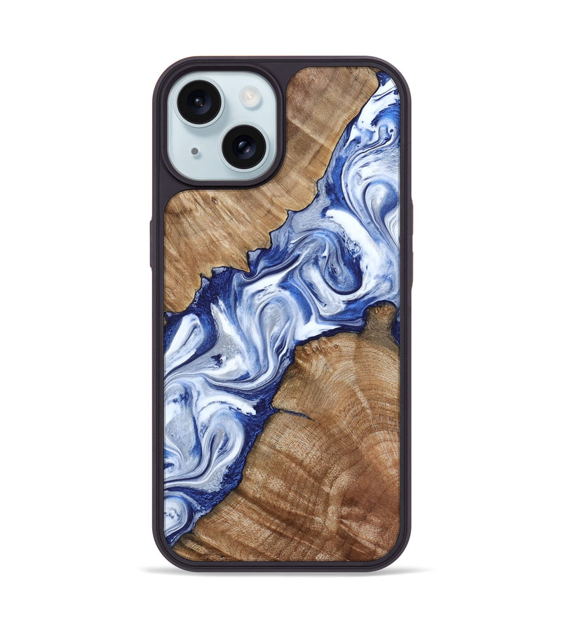 iPhone 15 Wood Phone Case - Arrie (Blue, 801991)