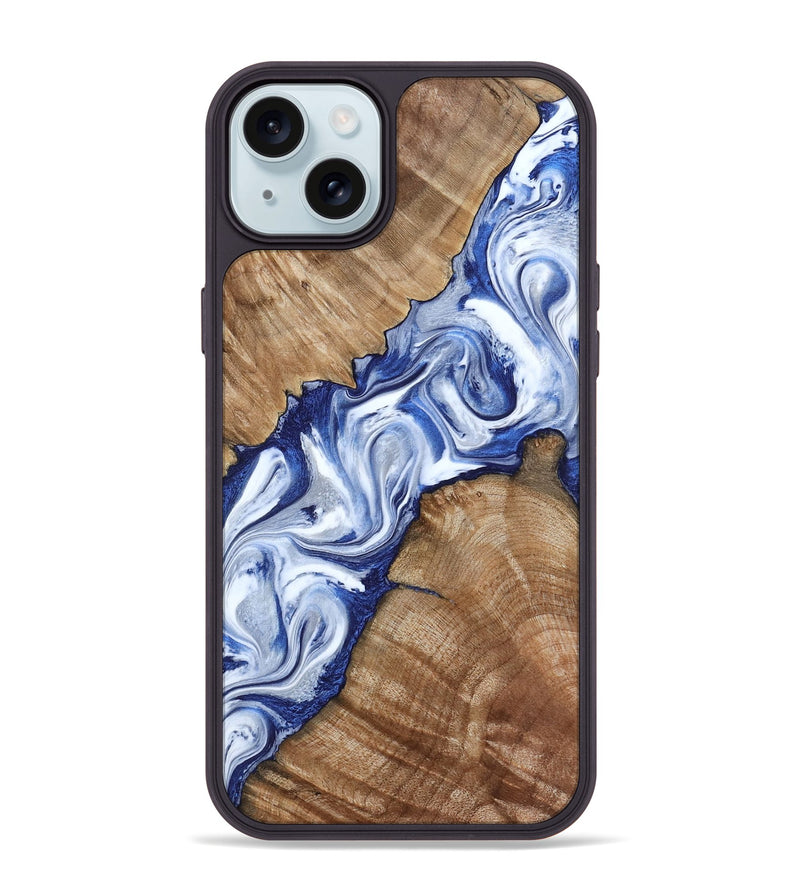 iPhone 15 Plus Wood Phone Case - Arrie (Blue, 801991)