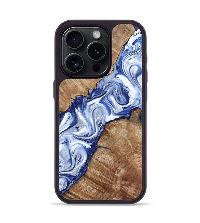 iPhone 15 Pro Wood Phone Case - Arrie (Blue, 801991)