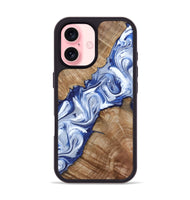 iPhone 16 Wood Phone Case - Arrie (Blue, 801991)