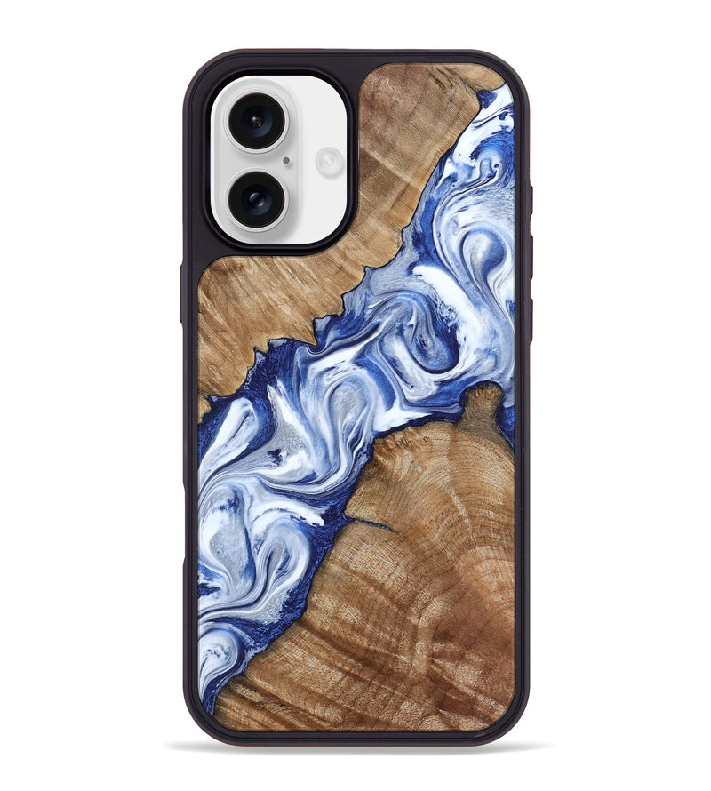 iPhone 16 Plus Wood Phone Case - Arrie (Blue, 801991)