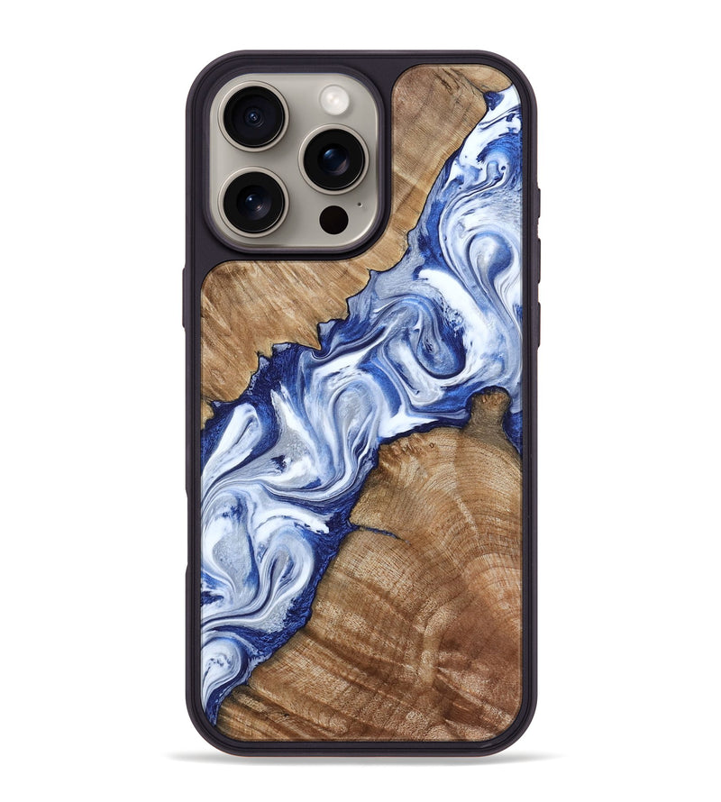 iPhone 16 Pro Max Wood Phone Case - Arrie (Blue, 801991)