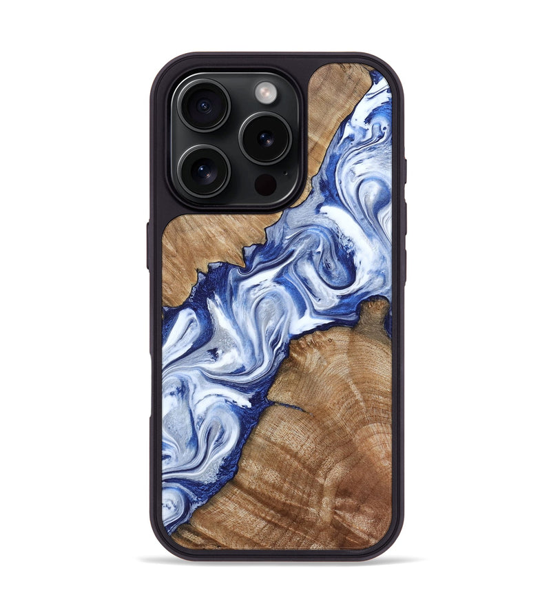 iPhone 16 Pro Wood Phone Case - Arrie (Blue, 801991)