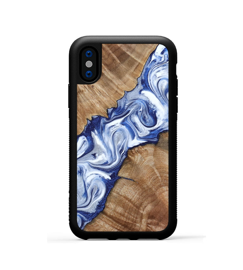 iPhone Xs Wood Phone Case - Arrie (Blue, 801991)