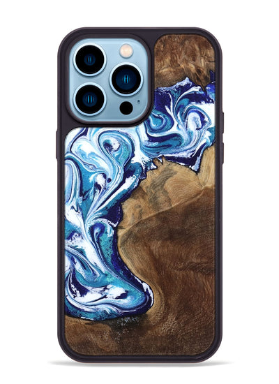 iPhone 14 Pro Max Wood Phone Case - Rob (Blue, 801992)