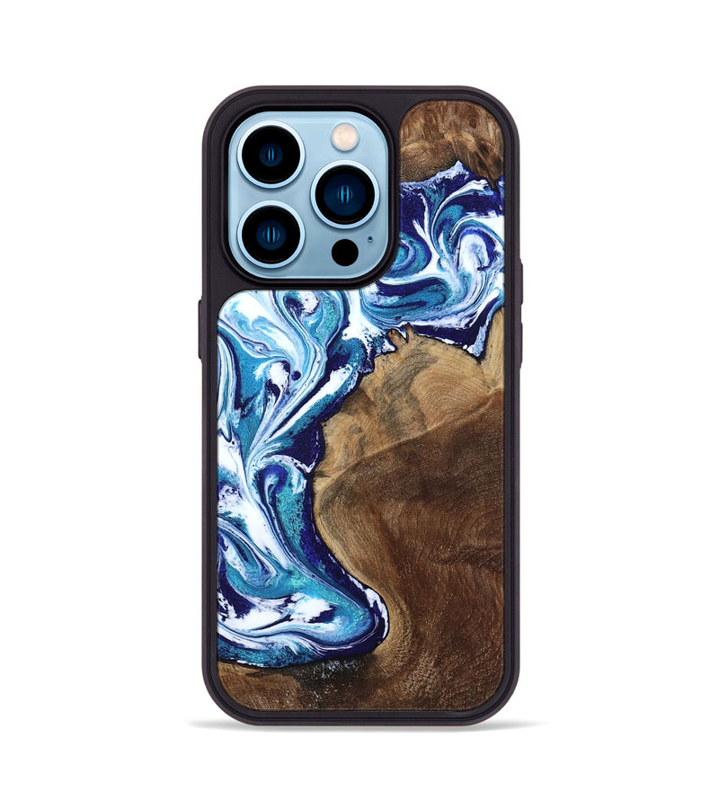 iPhone 14 Pro Wood Phone Case - Rob (Blue, 801992)