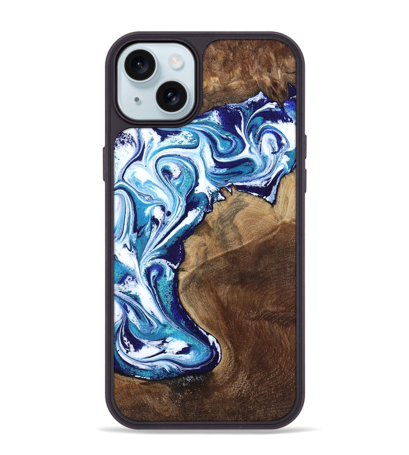 iPhone 15 Plus Wood Phone Case - Rob (Blue, 801992)