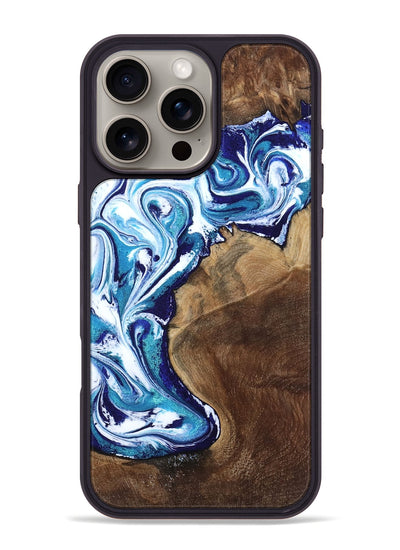 iPhone 16 Pro Max Wood Phone Case - Rob (Blue, 801992)