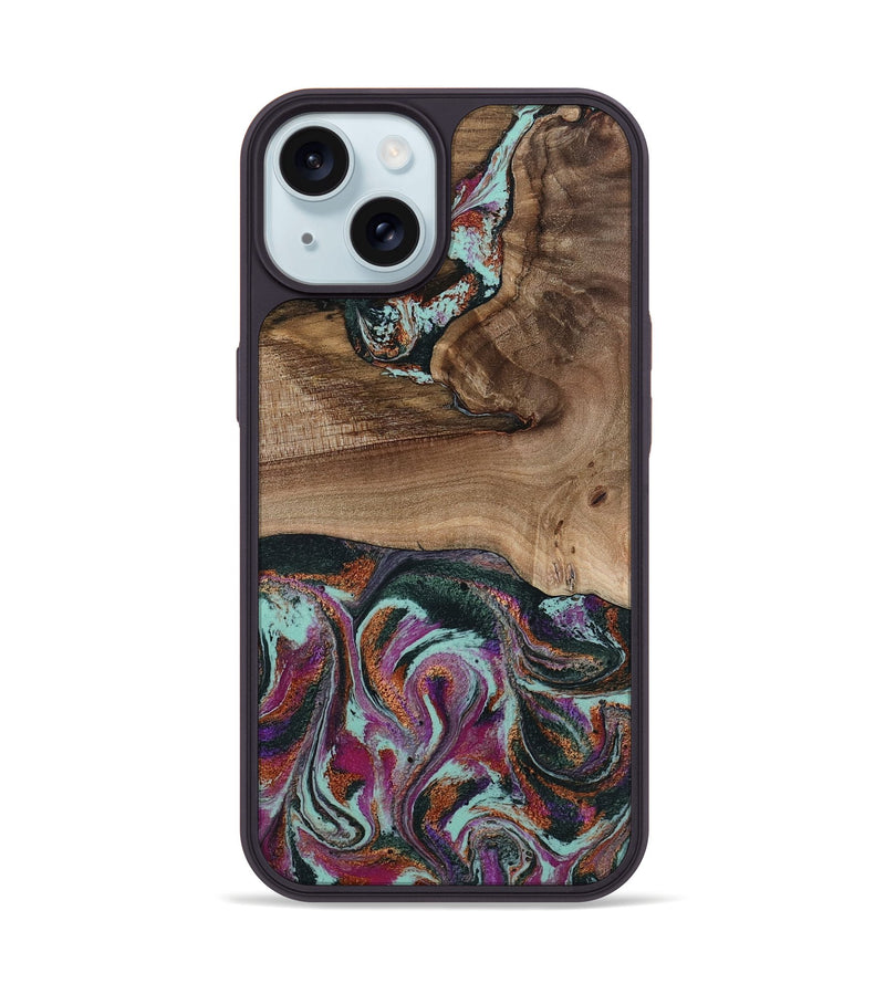 iPhone 15 Wood Phone Case - Giana (Green, 801994)