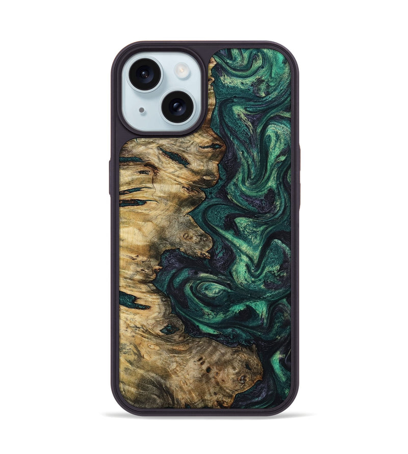 iPhone 15 Wood Phone Case - Archie (Green, 801995)