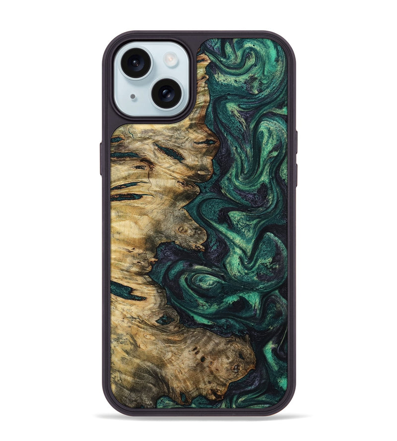iPhone 15 Plus Wood Phone Case - Archie (Green, 801995)