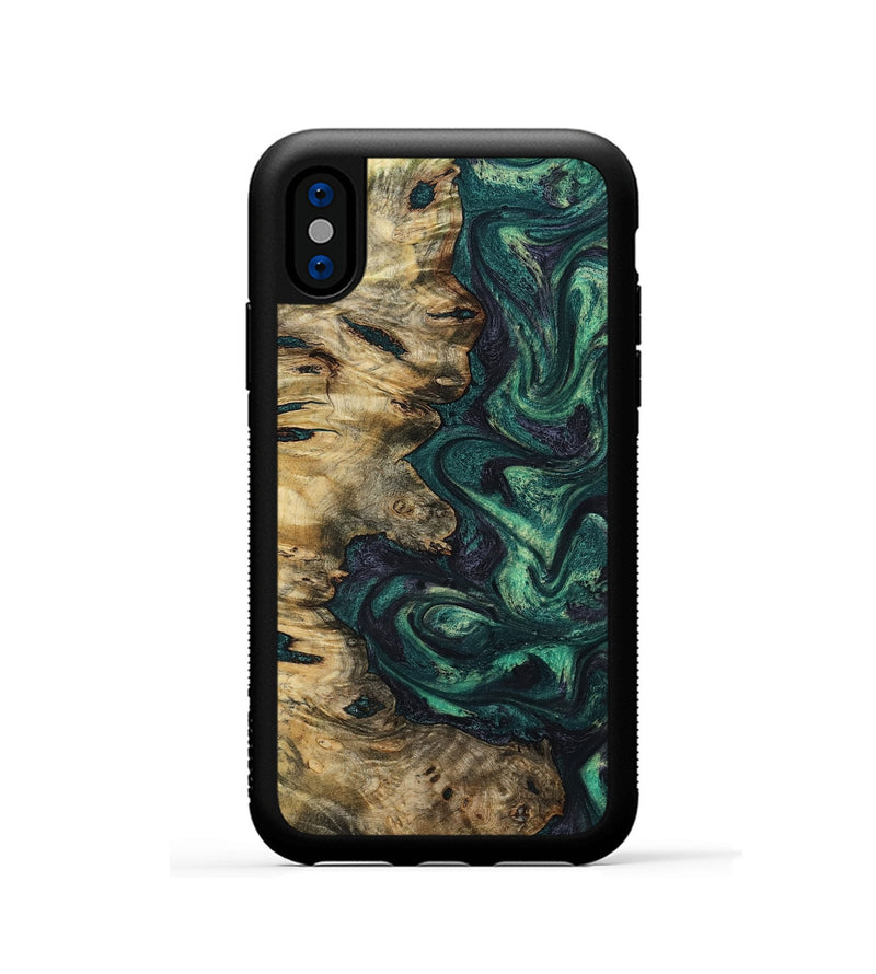 iPhone Xs Wood Phone Case - Archie (Green, 801995)