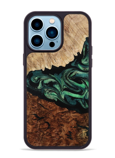 iPhone 14 Pro Max Wood Phone Case - Twila (Green, 801997)