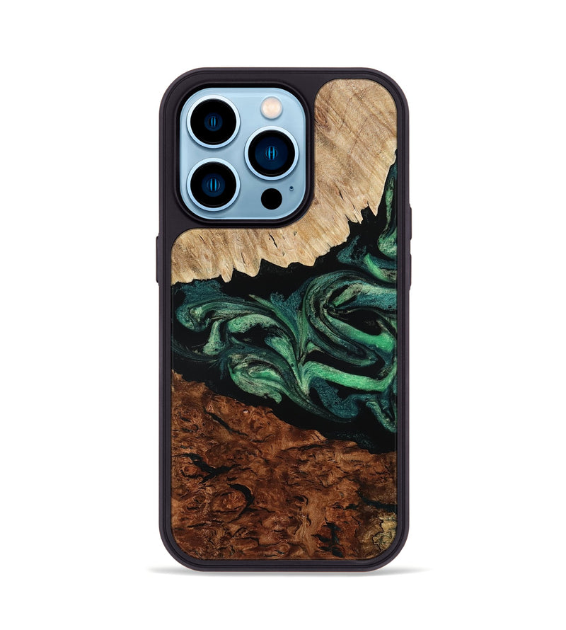 iPhone 14 Pro Wood Phone Case - Twila (Green, 801997)