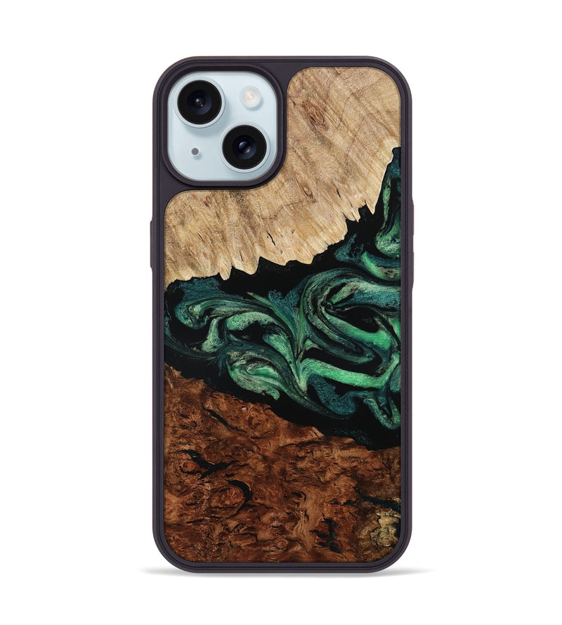 iPhone 15 Wood Phone Case - Twila (Green, 801997)