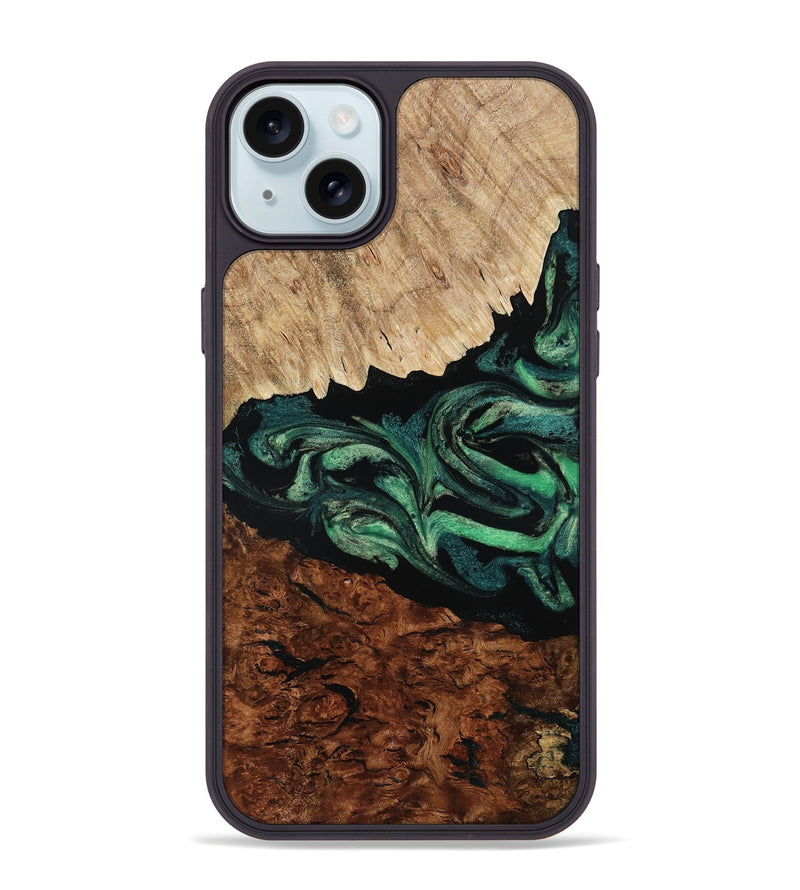 iPhone 15 Plus Wood Phone Case - Twila (Green, 801997)